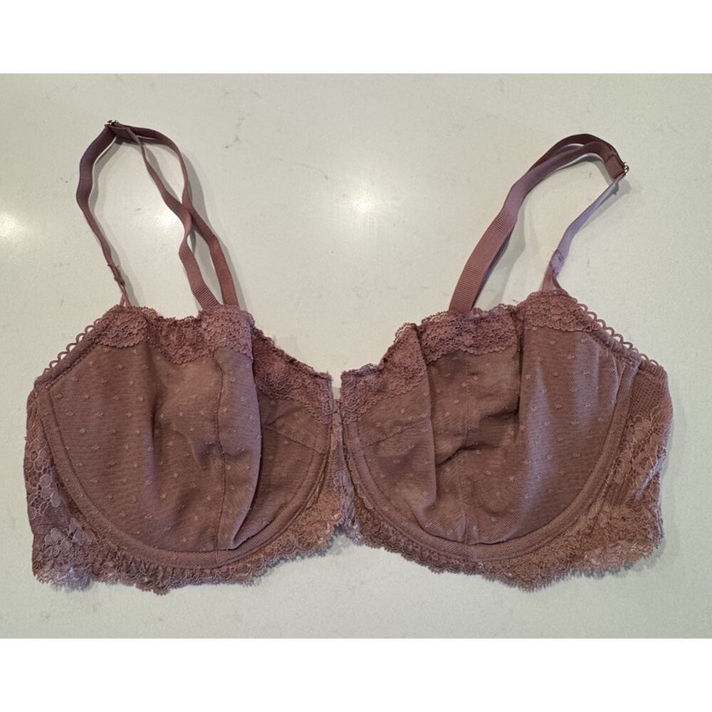 Dobreva Women’s Size 40C Unlined Pink Lace Sheer Bra Underwire Romantic